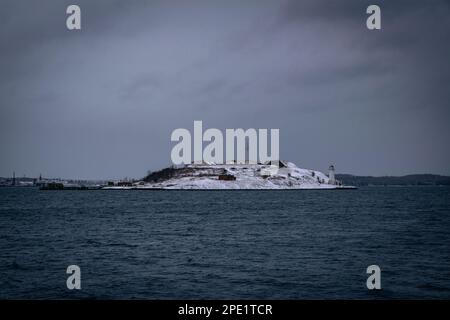 Fort Charlotte sull'isola di Georges parte di Parks Canada nella baia di Terence di Halifax Harbour Nova Scotia, Canada Foto Stock