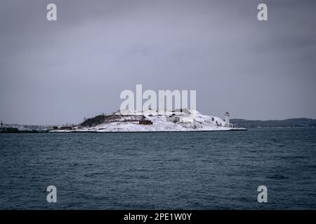 Fort Charlotte sull'isola di Georges parte di Parks Canada nella baia di Terence di Halifax Harbour Nova Scotia, Canada Foto Stock