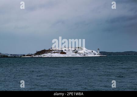 Fort Charlotte sull'isola di Georges parte di Parks Canada nella baia di Terence di Halifax Harbour Nova Scotia, Canada Foto Stock