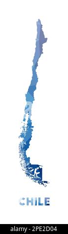 Mappa poly bassa del Cile. Illustrazione geometrica del paese. Mappa poligonale del Cile. Tecnologia, Internet, concetto di rete. Illustrazione vettoriale. Illustrazione Vettoriale