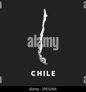 Icona Cile. Mappa del paese su sfondo scuro. Elegante mappa del Cile con nome del paese. Illustrazione vettoriale. Illustrazione Vettoriale