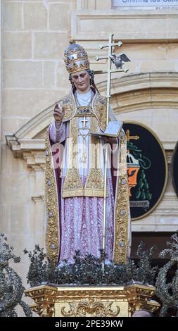 Processione della Statua di San Gregorio Magno 12th marzo Kercem, Gozo, Malta. Foto Stock