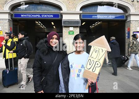 Whitechapel, Londra, Regno Unito. 15th Mar, 2023. Dimostrazione: Salvare lo sciopero nazionale delle nostre scuole il giorno del budget. Dieci migliaia di insegnanti, medici, infermieri, genitori e bambini e tutti marzo e chiede un aumento salariale minimo del 5 per cento dovrebbe corrispondere all'inflazione. Credit: Vedi li/Picture Capital/Alamy Live News Foto Stock