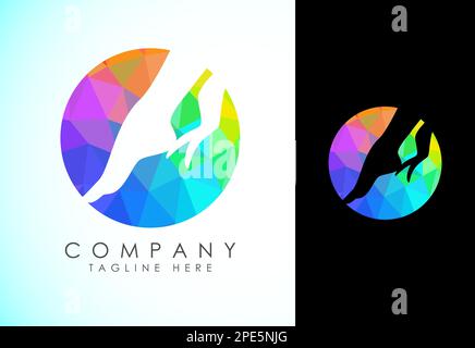 Modello con logo poligonale per piede e cura, basso poly per l'assistenza sanitaria a piede e caviglia Illustrazione Vettoriale