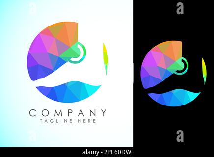 Modello con logo poligonale per piede e cura, basso poly per l'assistenza sanitaria a piede e caviglia Illustrazione Vettoriale