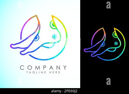 Modello con logo poligonale per piede e cura, basso poly per l'assistenza sanitaria a piede e caviglia Illustrazione Vettoriale