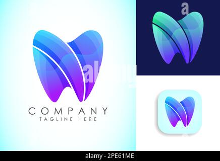 Dentale modello logo clinica, gradiente dentale colore logo vettore design Illustrazione Vettoriale