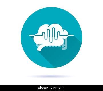 Icona MRI cerebrale. Semplice illustrazione con lunga ombra per grafica e web design. Illustrazione Vettoriale