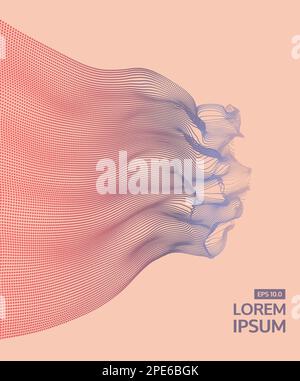 Array con particelle di dinamica. 3d la tecnologia avveniristica stile. Abstract background. Illustrazione Vettoriale. Illustrazione Vettoriale