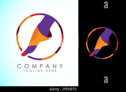 Modello con logo poligonale per piede e cura, basso poly per l'assistenza sanitaria a piede e caviglia Illustrazione Vettoriale