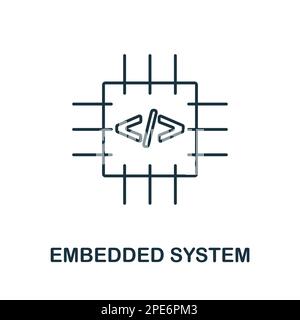 Icona della riga del sistema incorporato. Icona monocromatica Simple Embedded System Outline per modelli, web design e infografiche Illustrazione Vettoriale