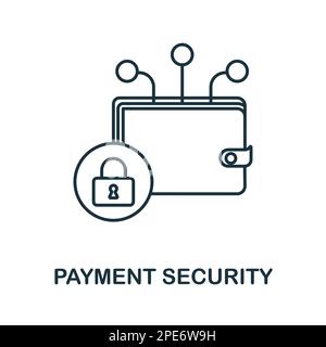 Icona della linea di sicurezza per il pagamento. Segno elemento colorato dalla collezione di gestione finanziaria. Delineare il simbolo di sicurezza pagamento per il web design, infografiche Illustrazione Vettoriale