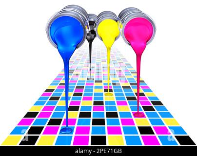 Rendering 3D di un concetto di colore cmyk Foto Stock