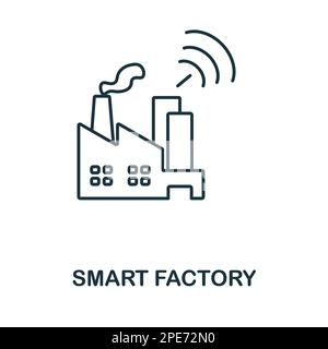 Icona linea Smart Factory. Icona monocromatica Simple Smart Factory Outline per modelli, web design e infografiche Illustrazione Vettoriale