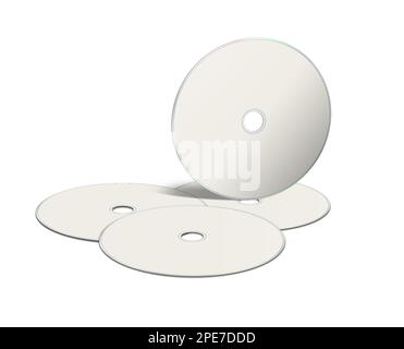CD o DVD modello bianco per layout e design delle presentazioni. Rendering 3D. Immagine generata digitalmente. Isolato su sfondo bianco. Foto Stock