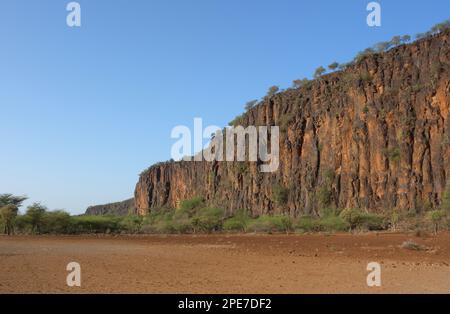 Vista lungo la scarpata, vicino al lago Baringo, Great Rift Valley, Kenya Foto Stock