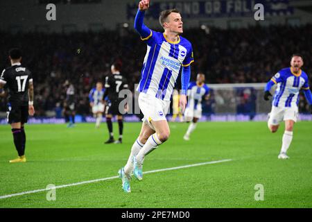 Brighton, Regno Unito. 15th Mar, 2023. Solly March di Brighton e Hove Albion festeggia il traguardo di apertura per il 1-0 durante la partita della Premier League tra Brighton e Hove Albion e Crystal Palace all'Amex il 15th 2023 marzo a Brighton, Inghilterra. (Foto di Jeff Mood/phcimages.com) Credit: PHC Images/Alamy Live News Foto Stock