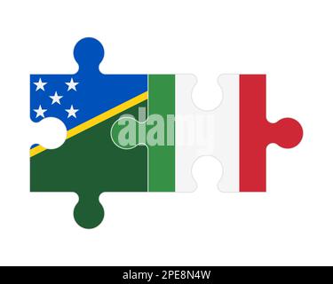 Puzzle connesso di bandiere delle Isole Salomone e Italia, vettore Illustrazione Vettoriale