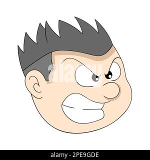 emottione di testa di ragazzo di faccia arrabbiato Illustrazione Vettoriale