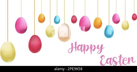 Sfondo pasquale con elementi decorativi festive e luogo per il testo Illustrazione Vettoriale