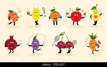 Set di personaggi cartoni animati. Vettore su sfondo isolato. Illustrazione Vettoriale