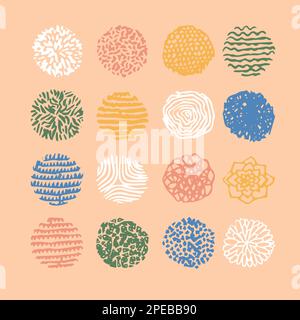Set astratto di cerchi per scarabocchio beige Illustrazione Vettoriale