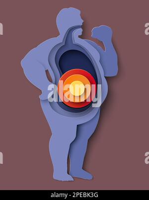 Persone grasse icona illustrazione vettore uomo problema stomaco Illustrazione Vettoriale