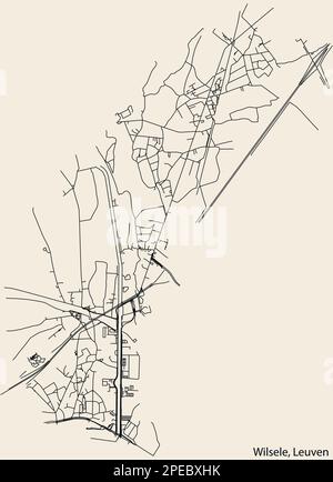 Mappa stradale del WILSELE BOROUGH, LEUVEN Illustrazione Vettoriale