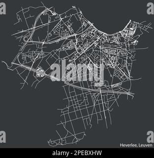 Mappa stradale del BOROUGH DI HEVERLEE, LEUVEN Illustrazione Vettoriale