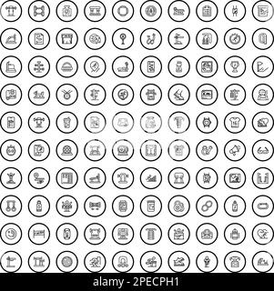 set di 100 icone per la palestra. Illustrazione di 100 icone della palestra set di vettori isolato su sfondo bianco Illustrazione Vettoriale