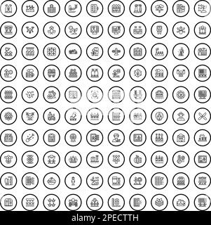 set di 100 icone per l'agricoltura. Illustrazione di 100 icone agricole set vettoriale isolato su sfondo bianco Illustrazione Vettoriale