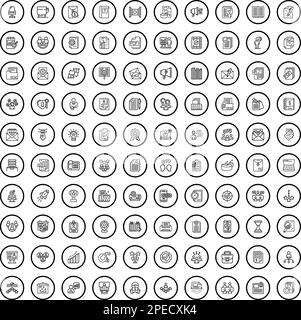 100 icone business impostate. Illustrazione di un vettore di 100 icone business isolato su sfondo bianco Illustrazione Vettoriale