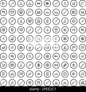 100 icone dei pesci impostate. Illustrazione di 100 icone di pesci vettore set isolato su sfondo bianco Illustrazione Vettoriale