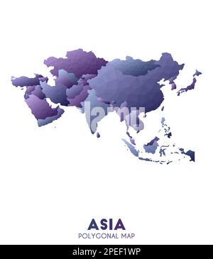 Mappa Asia. attuale mappa del continente di stile polico basso. Illustrazione favorevole del vettore. Illustrazione Vettoriale