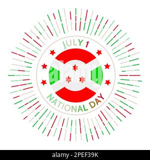 Badge della giornata nazionale del Burundi. Indipendenza dal Belgio nel 1962. Celebrato il 1 luglio. Illustrazione Vettoriale