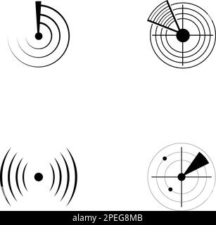 Icona del radar vettoriale - segnale di radiolocalizzazione lineare Illustrazione Vettoriale