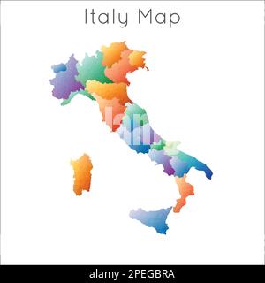 Mappa Poly bassa dell'Italia. Italia poligonale geometrica, mappa in stile mosaico. Illustrazione Vettoriale