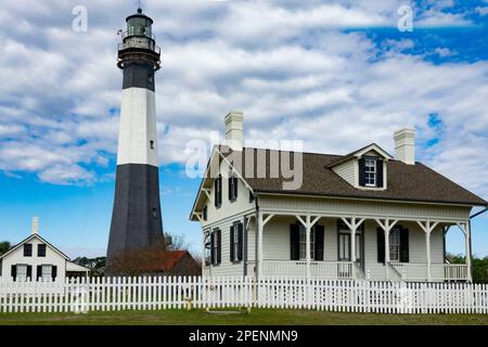 Lo storico Tybee Island Light Station and Museum di Tybee Island, Georgia, Stati Uniti Foto Stock