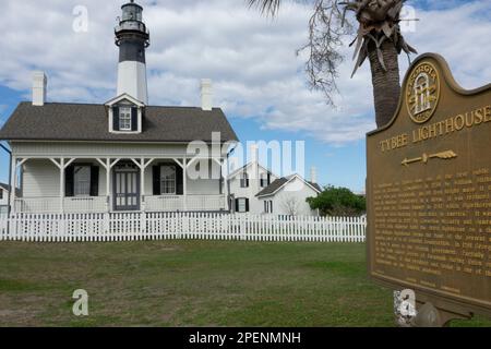 Lo storico Tybee Island Light Station and Museum di Tybee Island, Georgia, Stati Uniti Foto Stock