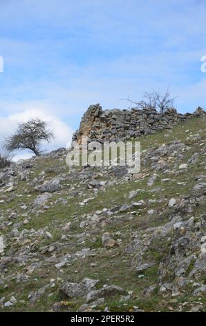 Grecia, Tessaglia, Larisa, Elassona Domeniko Village Vryzosti area vecchi mulini ad acqua e attrezzature Foto Stock