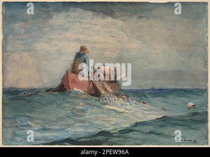 Hauling in the Nets, 1887 di Winslow Homer Foto Stock