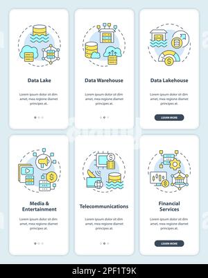 Schermate dell'app mobile Data Lake Onboarding Illustrazione Vettoriale