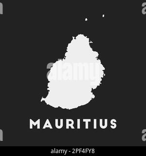 Mauritius icona. Mappa dell'isola su sfondo scuro. Elegante mappa di Mauritius con il nome dell'isola. Illustrazione vettoriale. Illustrazione Vettoriale