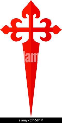 Icona simbolo della Croce Rossa di Camino de Santiago. Croce di San Giacomo. Illustrazione vettoriale Illustrazione Vettoriale