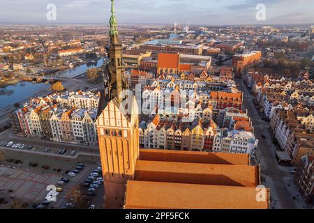 Veduta aerea del centro storico di Elblag Foto Stock