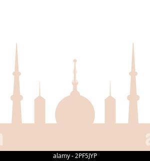 Silhouette moschea con minareti. Colore beige. Illustrazione vettoriale, design piatto Illustrazione Vettoriale