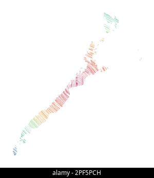 Mappa Palawan riempita con cerchi concentrici. Tracciare i cerchi di stile a forma di isola. Illustrazione vettoriale. Illustrazione Vettoriale