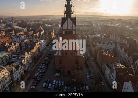 Veduta aerea del centro storico di Elblag Foto Stock