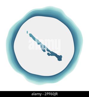 Logo di Stocking Island. Distintivo dell'isola. Segno circolare a strati intorno alla forma di impilamento. Autentica illustrazione vettoriale. Illustrazione Vettoriale