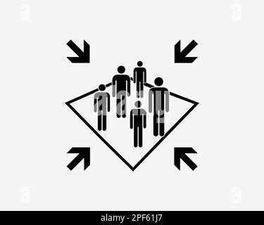 Punto di assemblaggio evacuazione di emergenza segnale di sicurezza antincendio Nero Bianco Silhouette segno simbolo icona grafico clipart Illustrazione pittogramma vettore Illustrazione Vettoriale